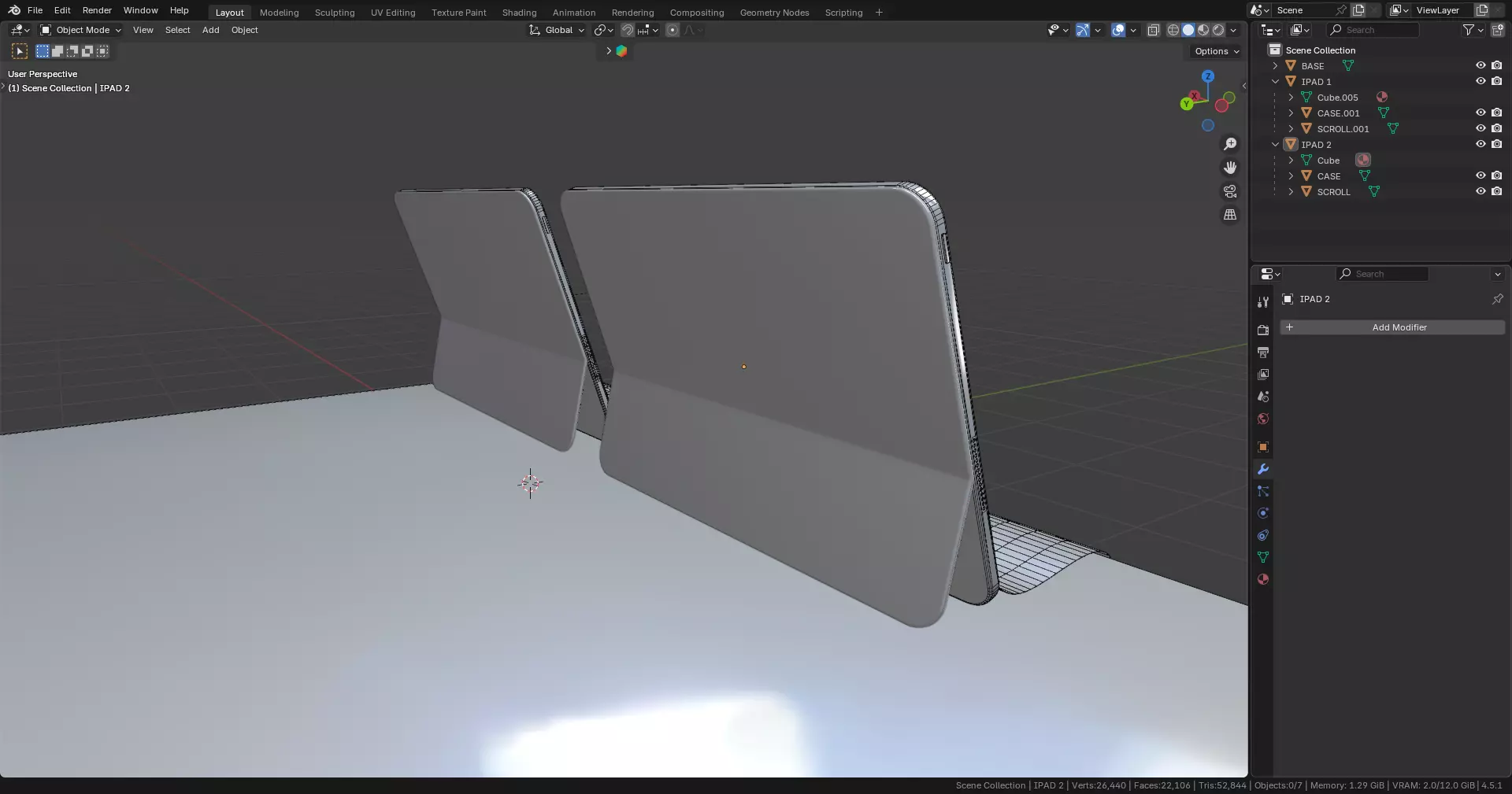 Two IPads Long Scroll 3D model_6