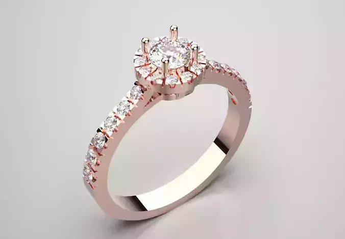 Romantic Solitaire Engagement Ring with Diamonds Model sr0090 3D print model
