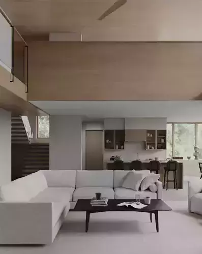 Modern open-plan villa 3D model
