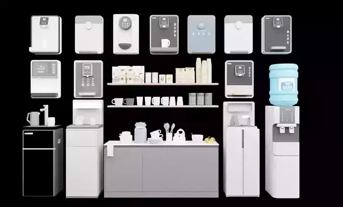 ModernOfficeDrinkingWaterEquipment3DModelSet