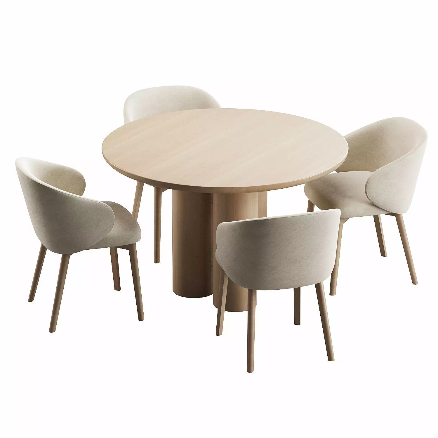 Tuka dining chair and table 3D model_1