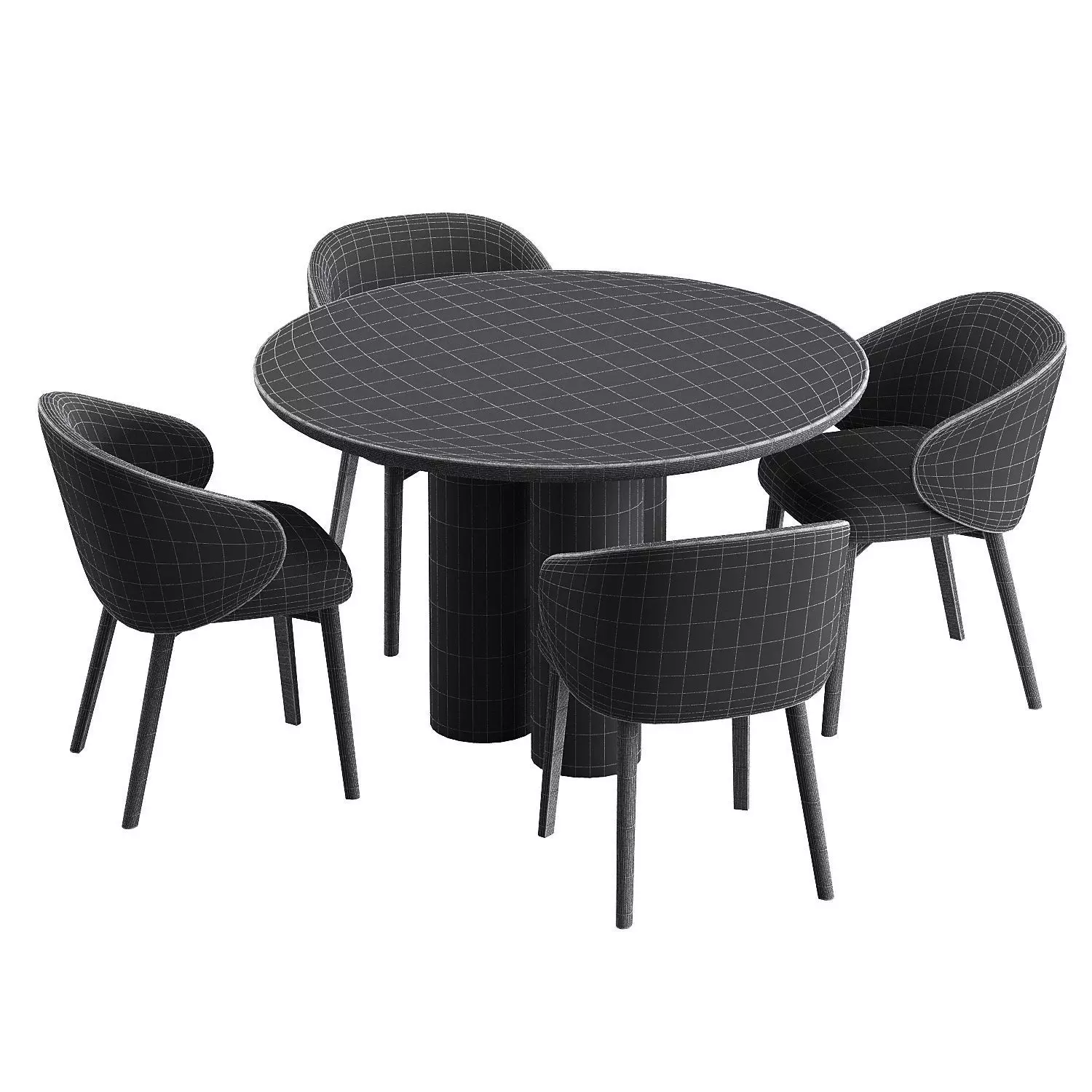 Tuka dining chair and table 3D model_5