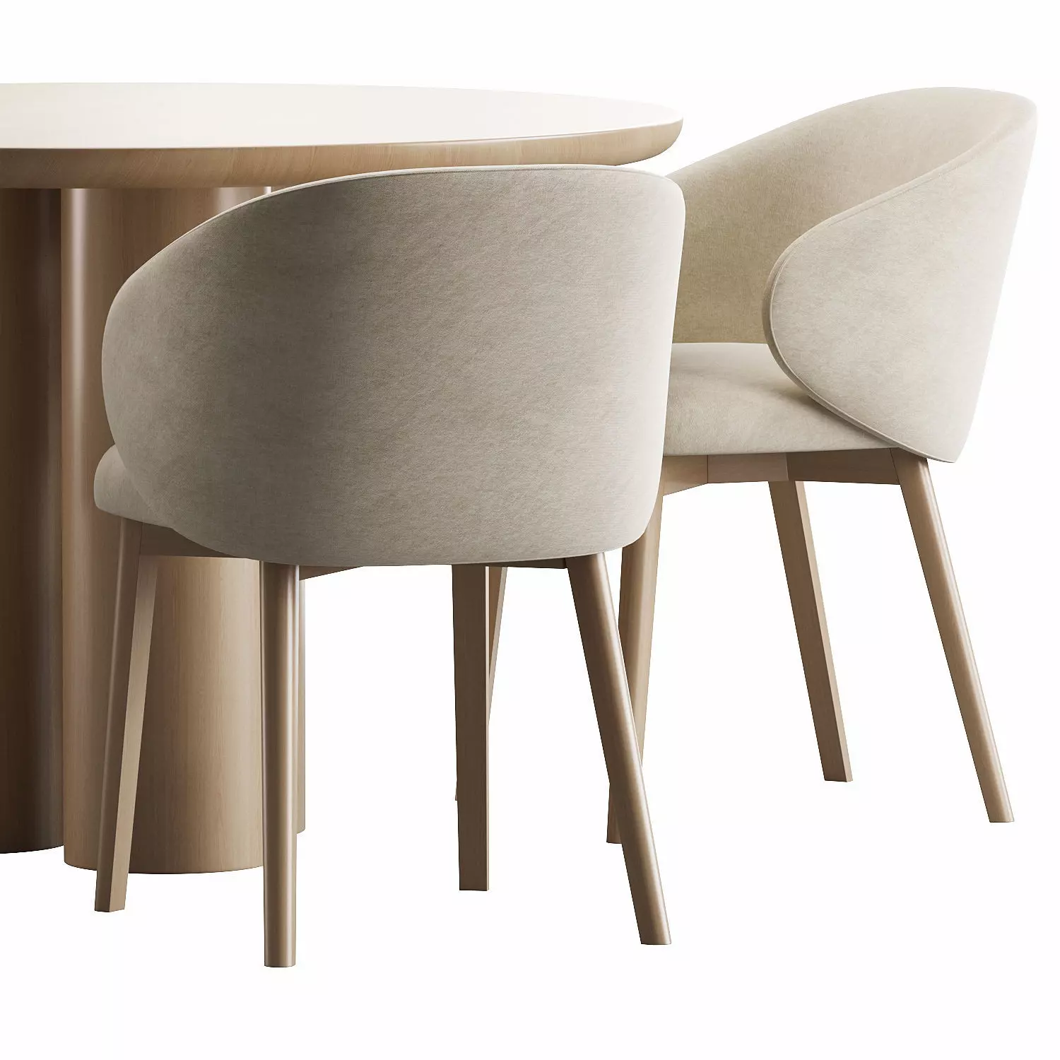 Tuka dining chair and table 3D model_2