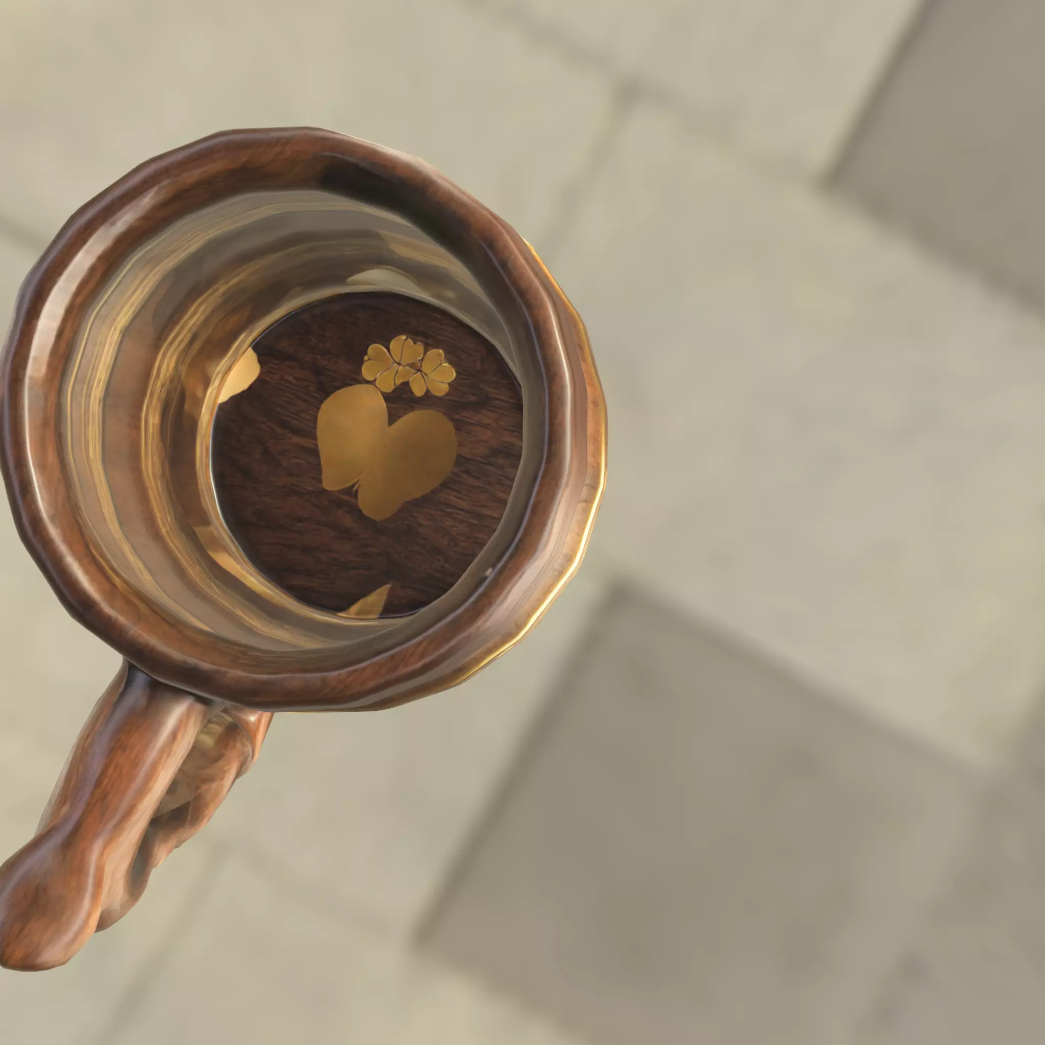 Medieval Wooden Beer Mug Low-poly 3D model_5