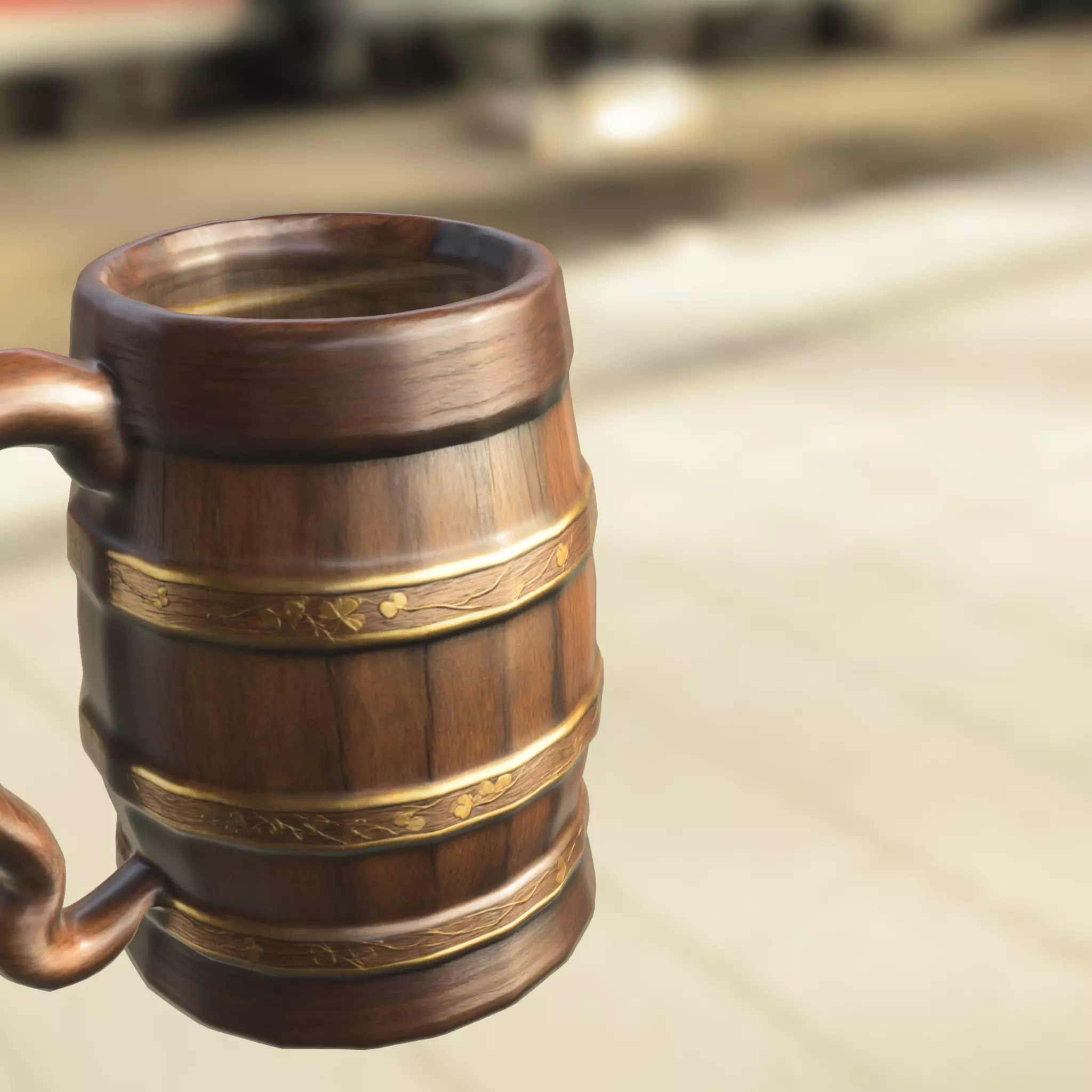 Medieval Wooden Beer Mug Low-poly 3D model_3