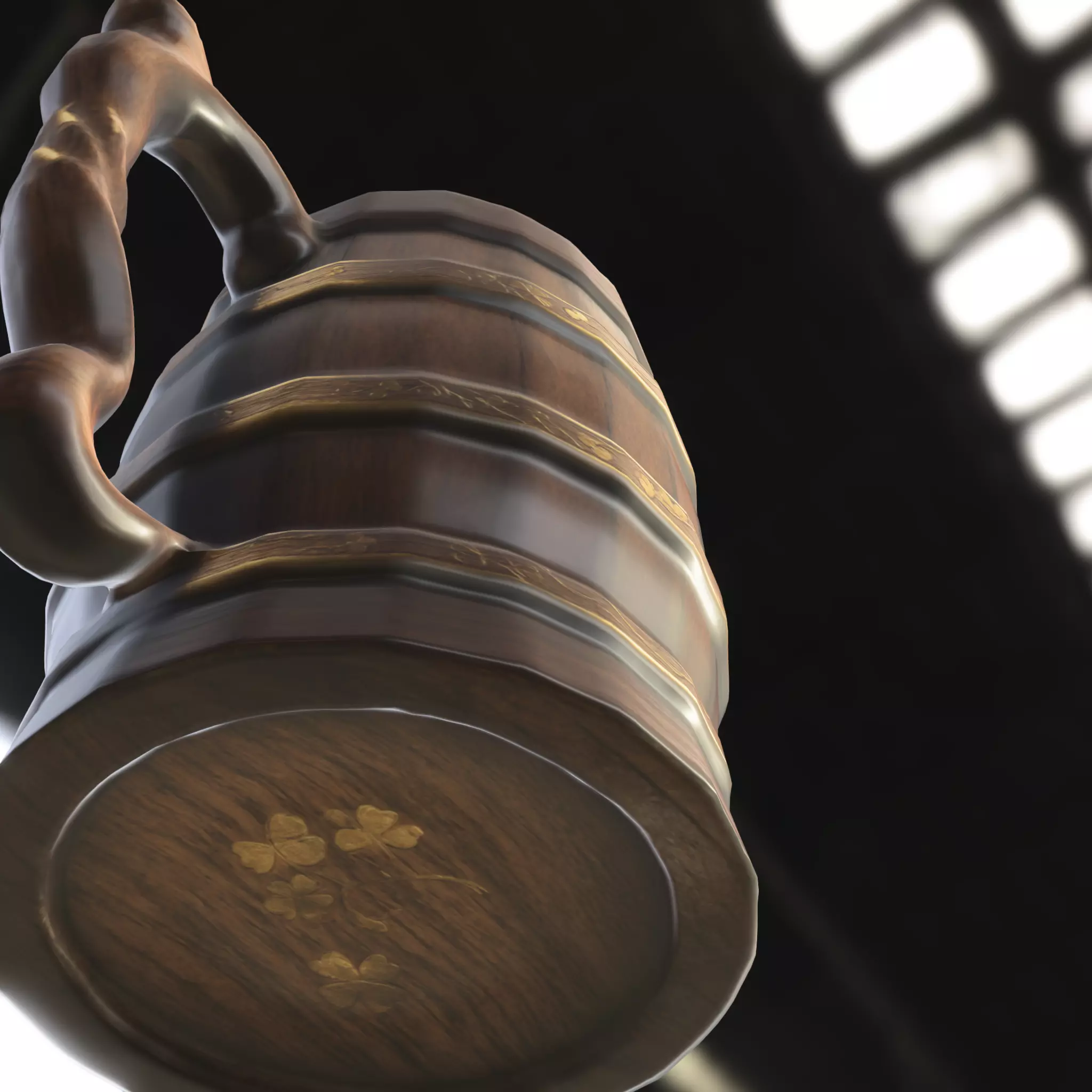 Medieval Wooden Beer Mug Low-poly 3D model_4