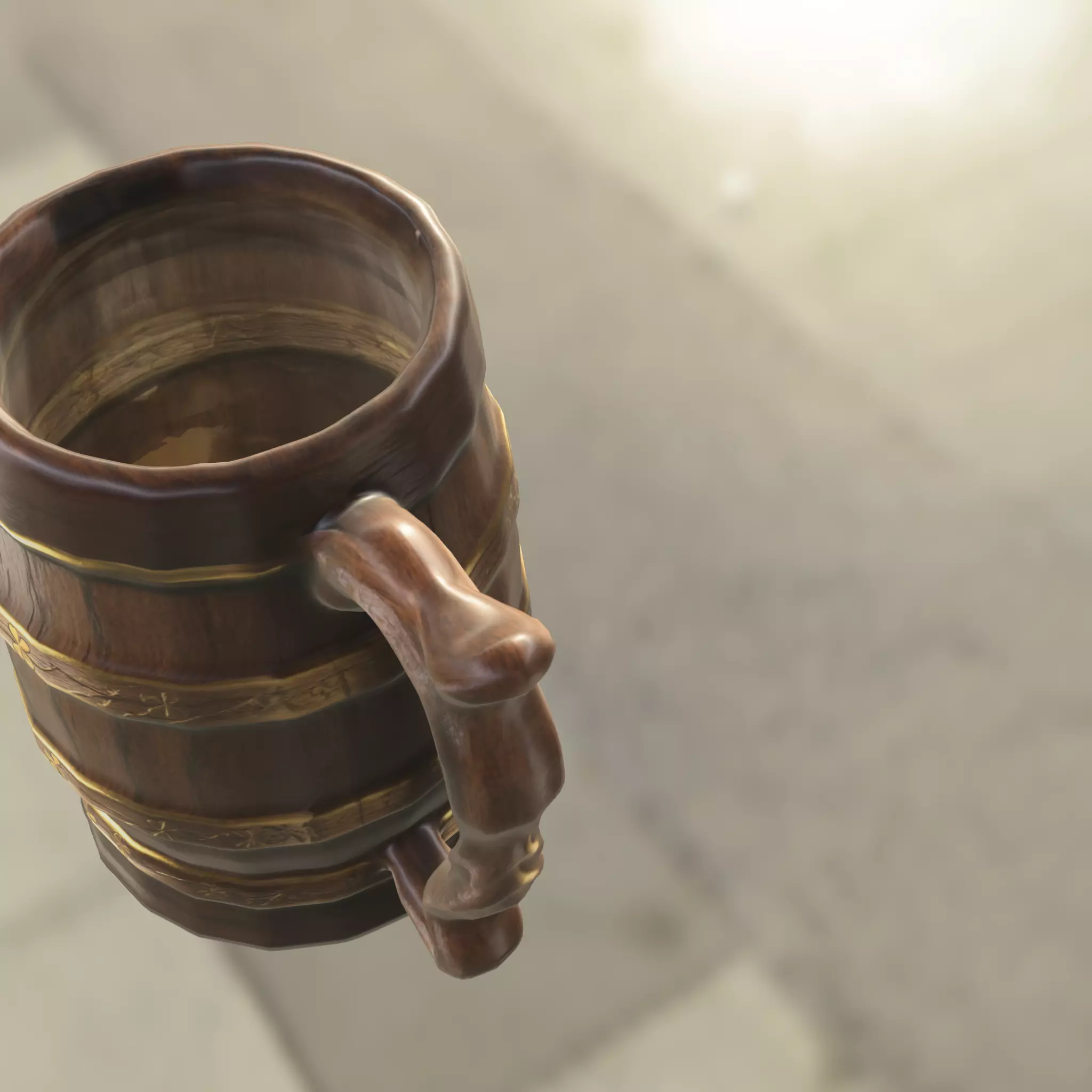 Medieval Wooden Beer Mug Low-poly 3D model_2