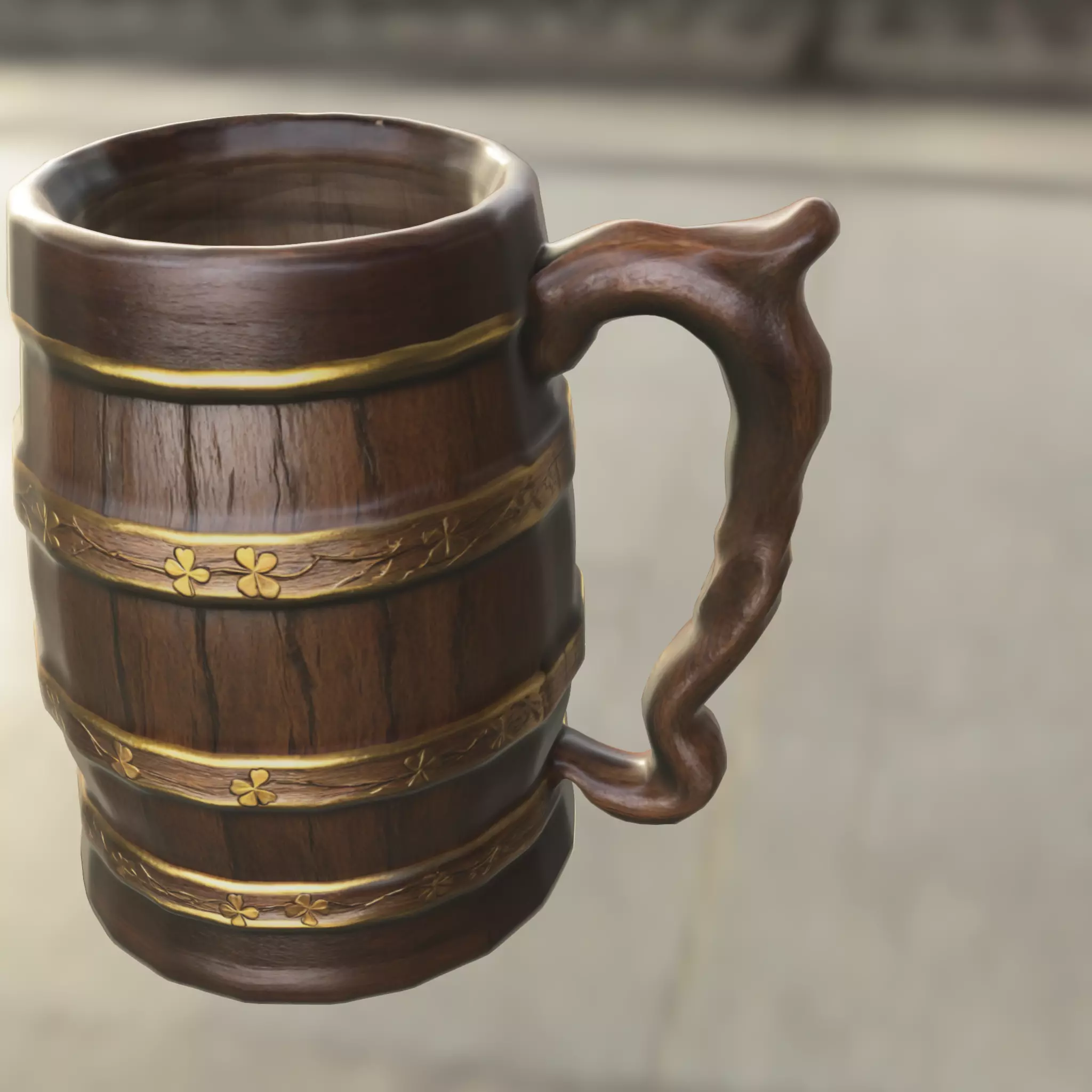 Medieval Wooden Beer Mug Low-poly 3D model_0