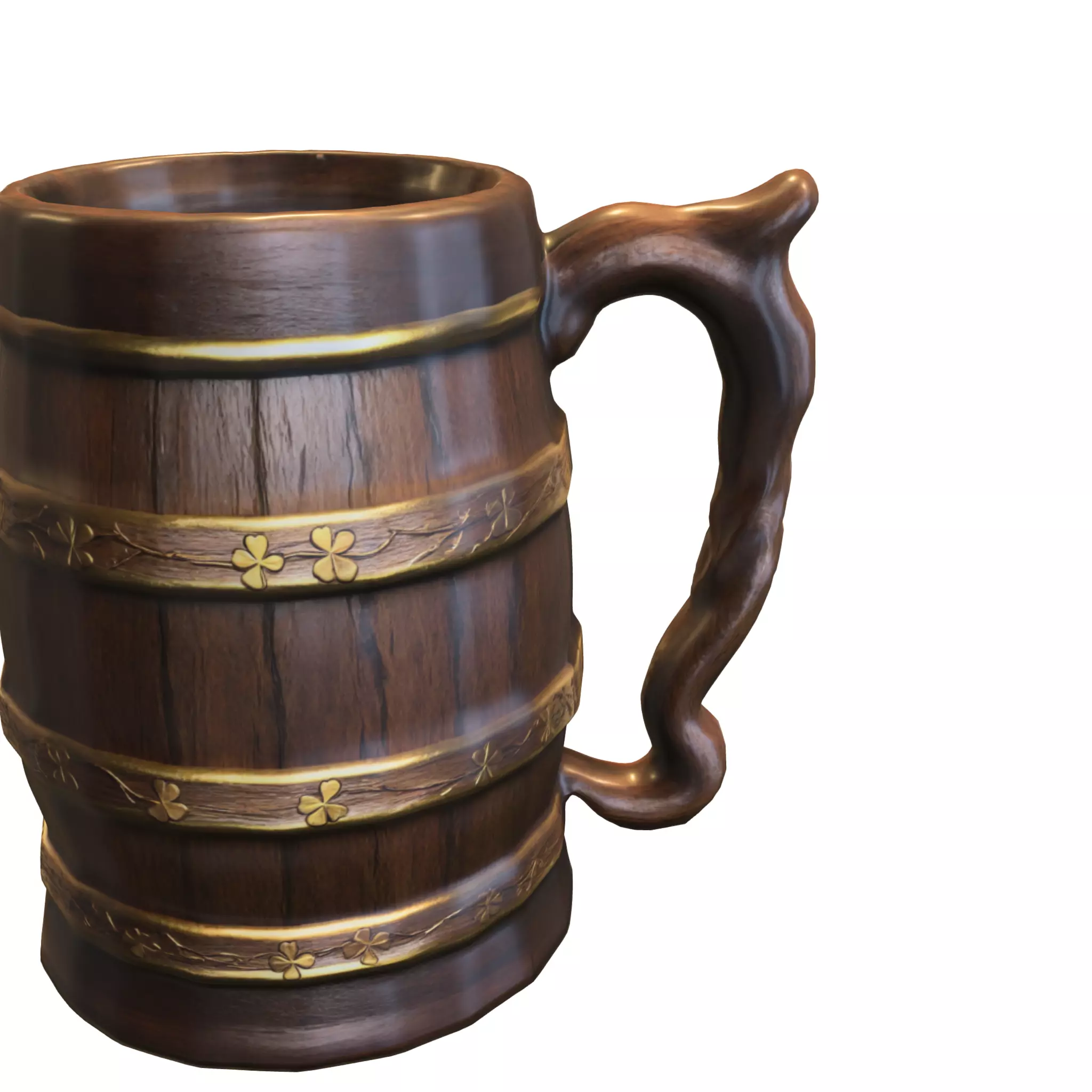Medieval Wooden Beer Mug Low-poly 3D model_1