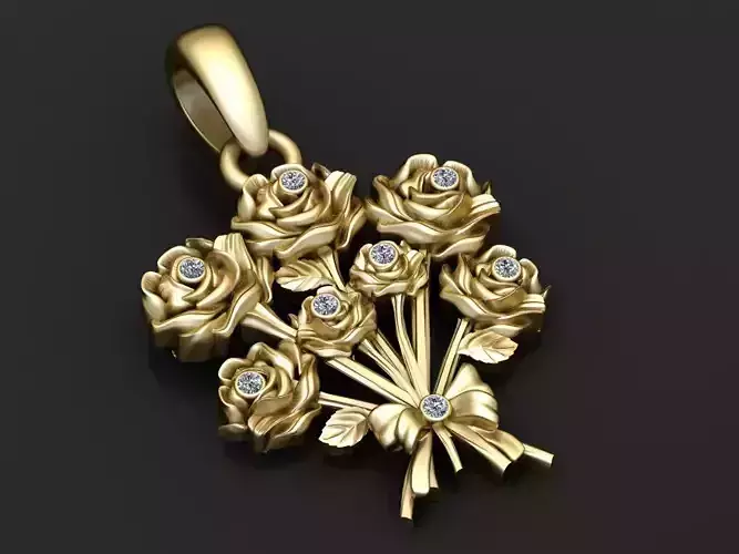  Flower Gold Pendant 3D Printable Model 