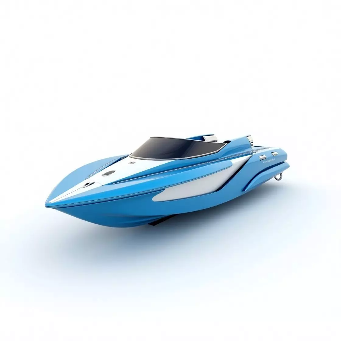 Sleek Blue Sports Boat 3D Model Low-poly 3D model_0