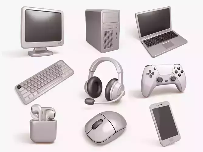 Digital Gadget Set 3D Model Collection