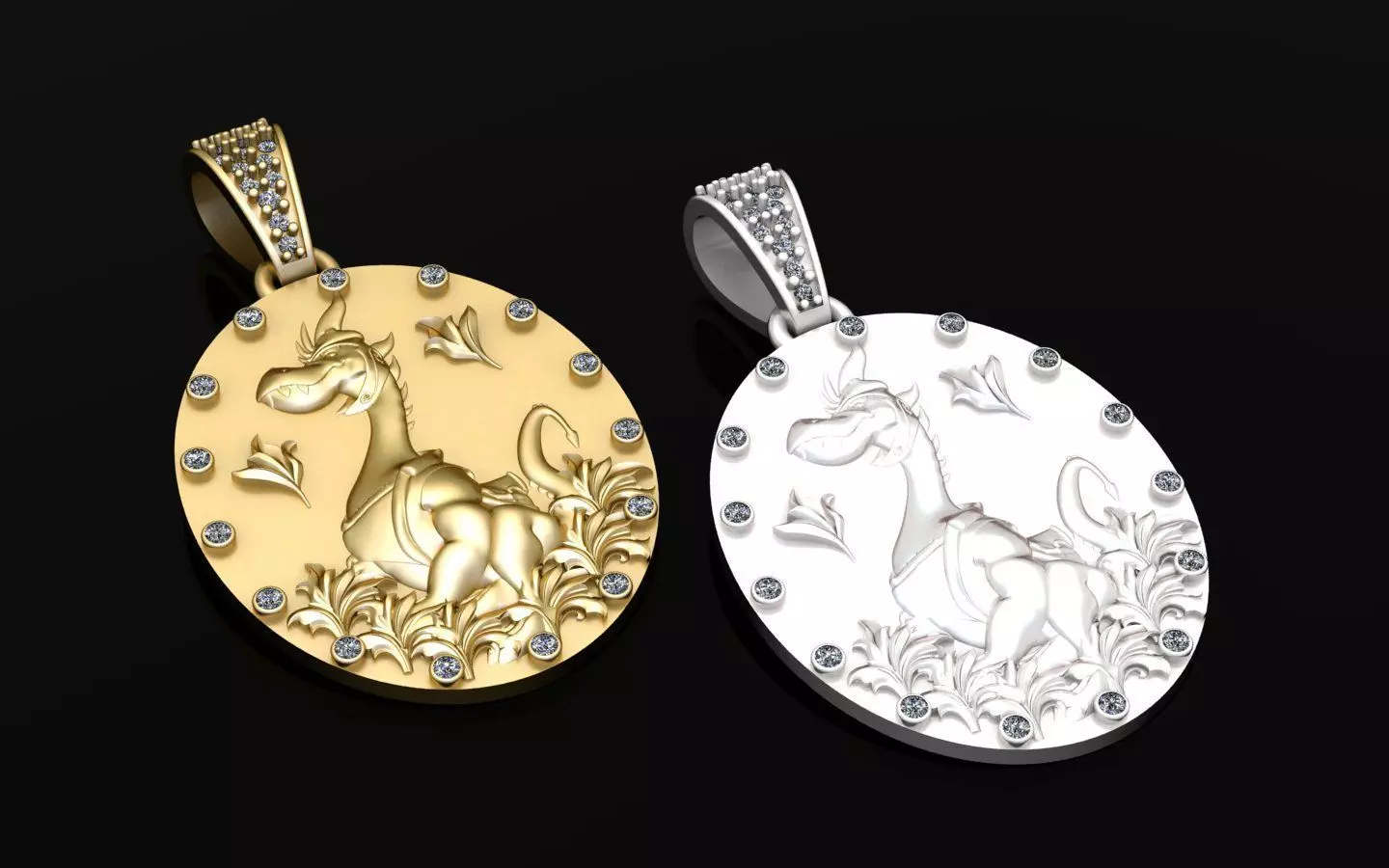 ROUND GOLD PENDANT  3D print model_2