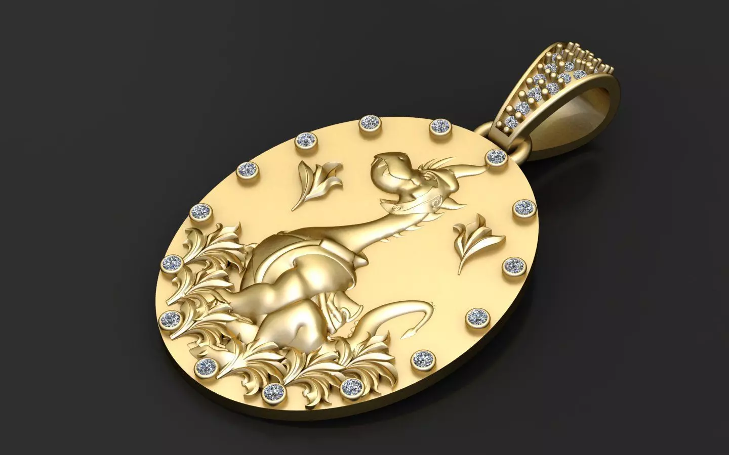 ROUND GOLD PENDANT  3D print model_1