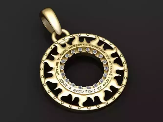 gold flame pendant 3D printable model  