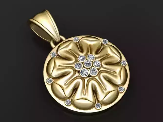 gold floral pendant 3D printable model  
