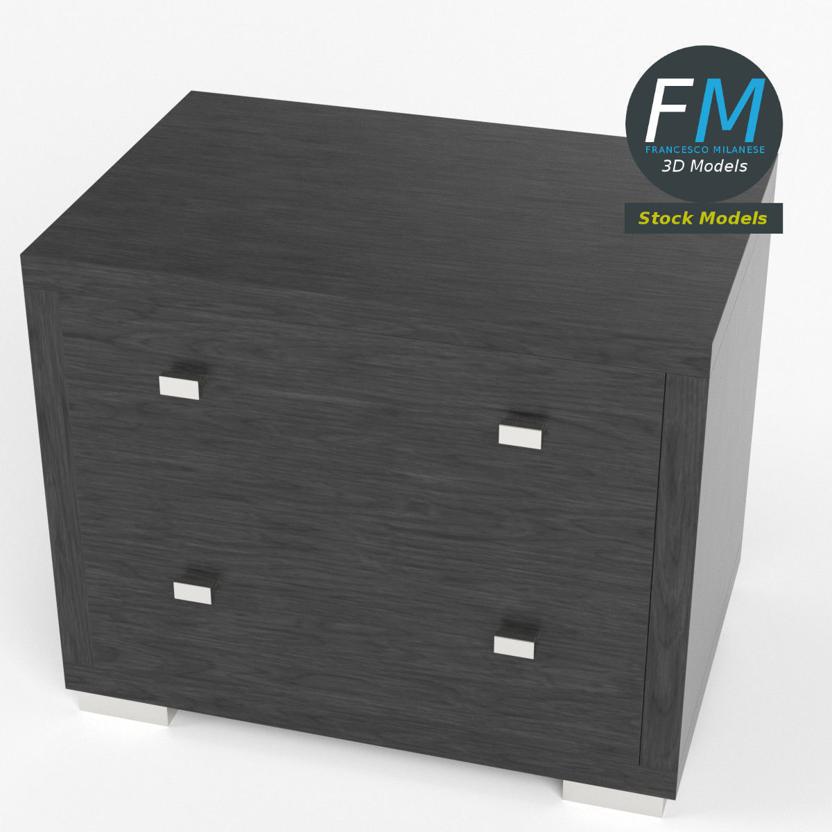 Bedside table 2 Low-poly 3D model_2