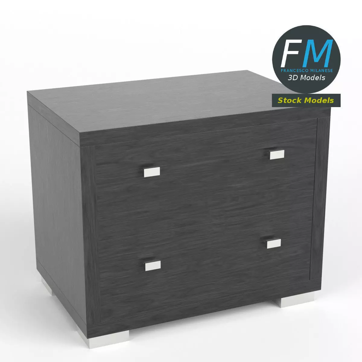 Bedside table 2 Low-poly 3D model_0