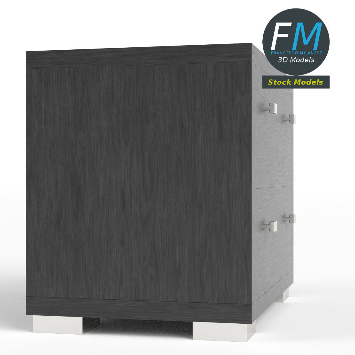 Bedside table 2 Low-poly 3D model_4