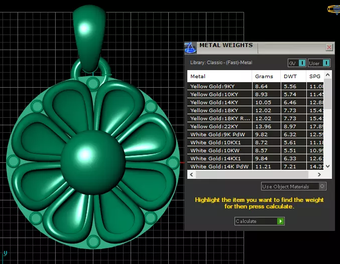 gold flower pendant  3D printable model  3D print model_6