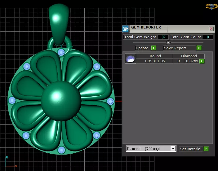 gold flower pendant  3D printable model  3D print model_4
