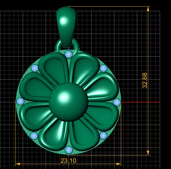 gold flower pendant  3D printable model  3D print model_3