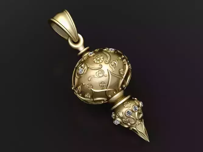 ornate gold pendant 3D printable model 