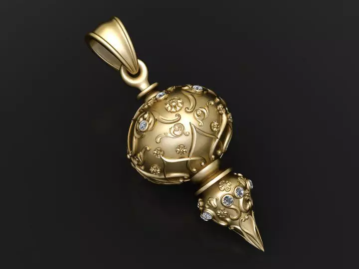ornate gold pendant 3D printable model 3D print model