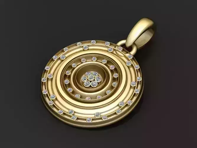 gold circle pendant 3D printable model 