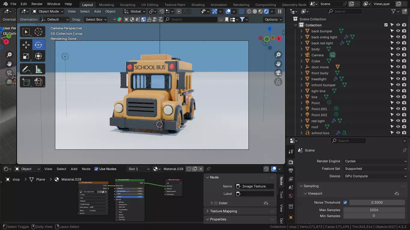 School Bus cartoon Low-poly 3D model_4