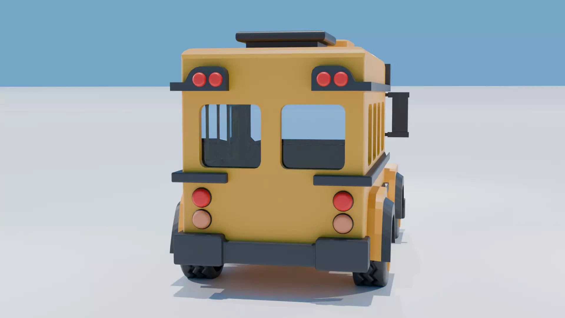 School Bus cartoon Low-poly 3D model_2