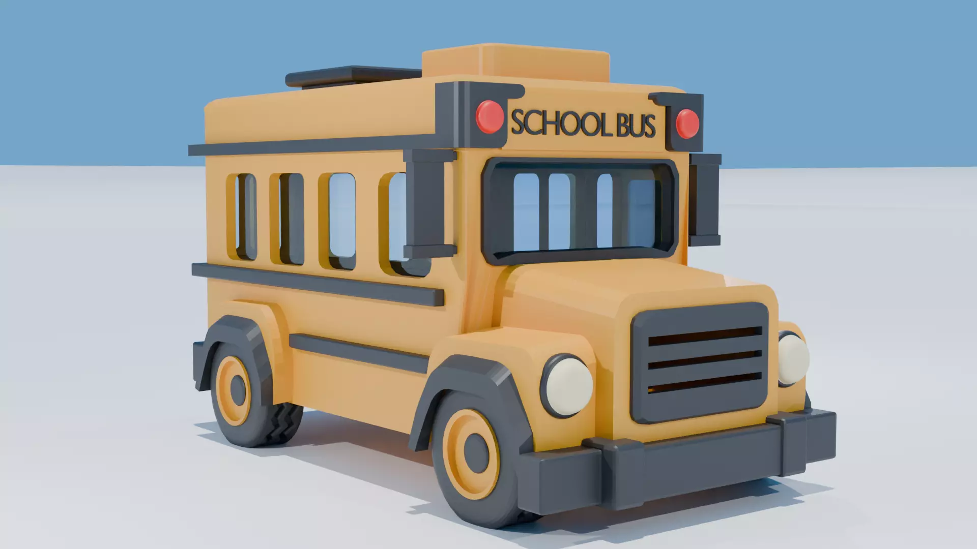 School Bus cartoon Low-poly 3D model_0