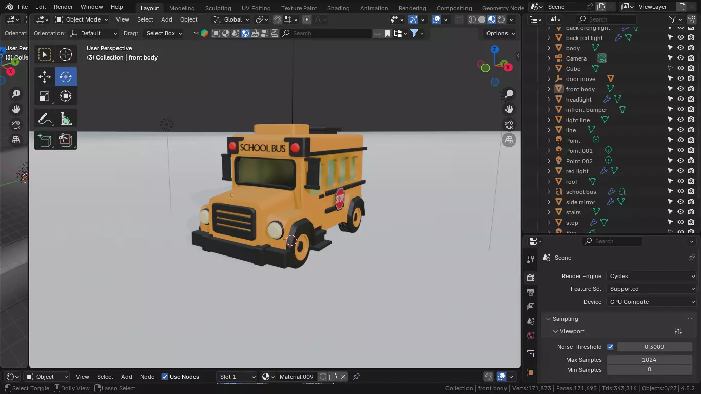 School Bus cartoon Low-poly 3D model_5