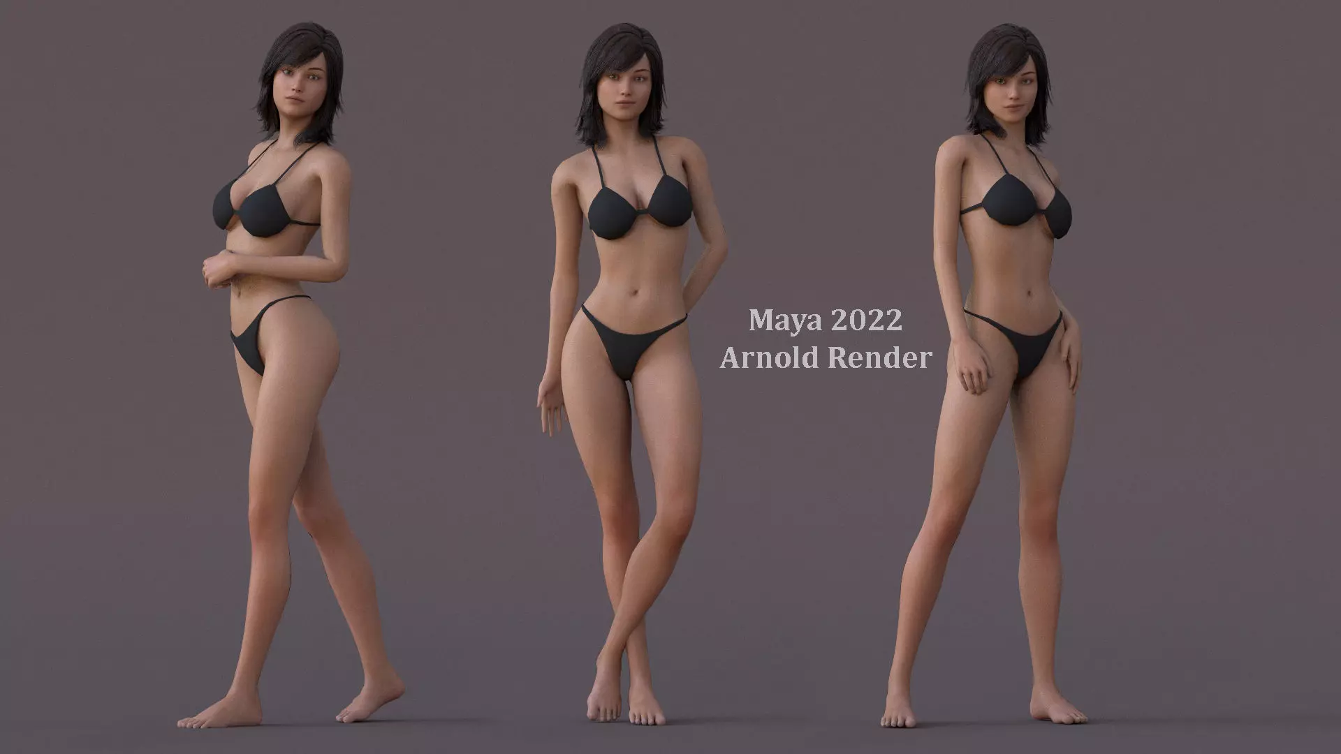 Female Base Full Rig Low-poly 3D model_11