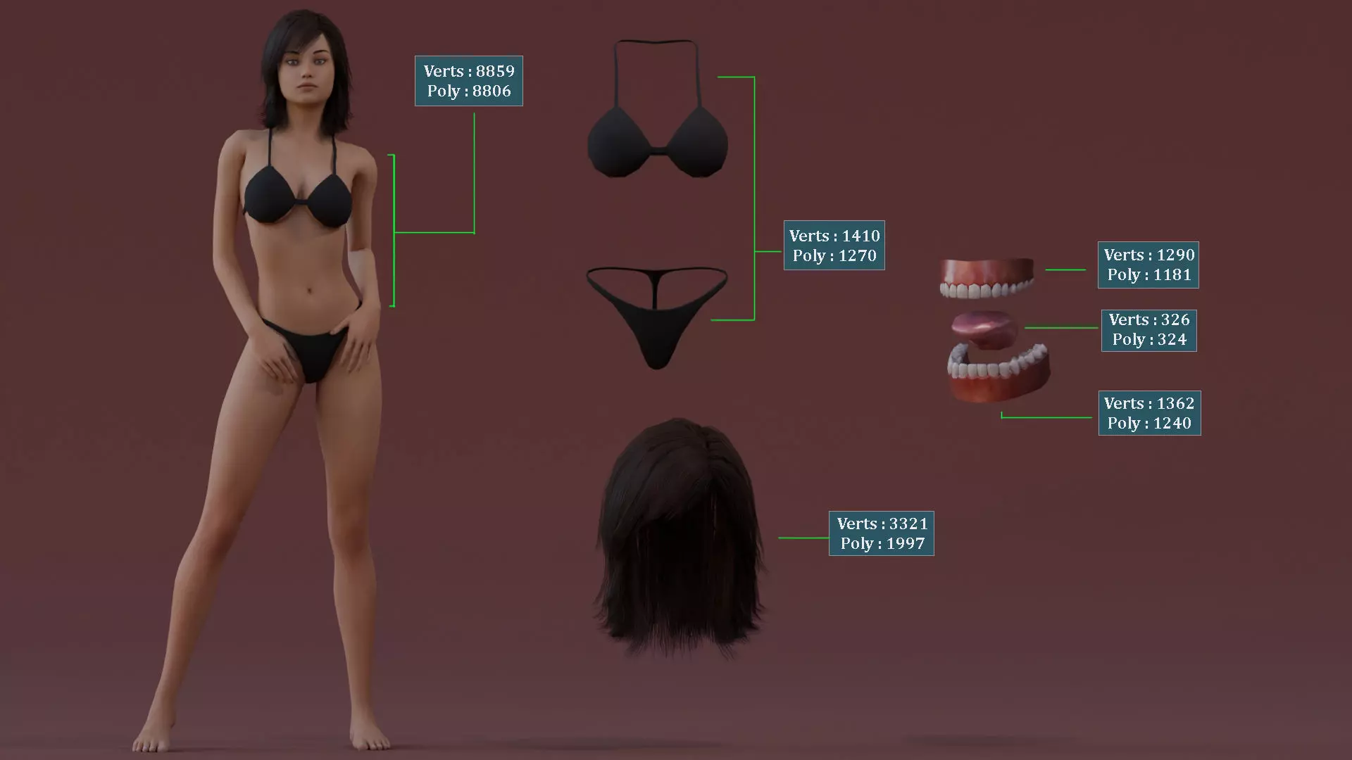 Female Base Full Rig Low-poly 3D model_17