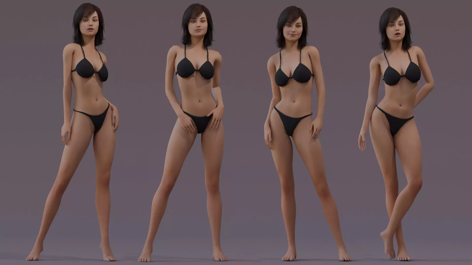 Female Base Full Rig Low-poly 3D model_4