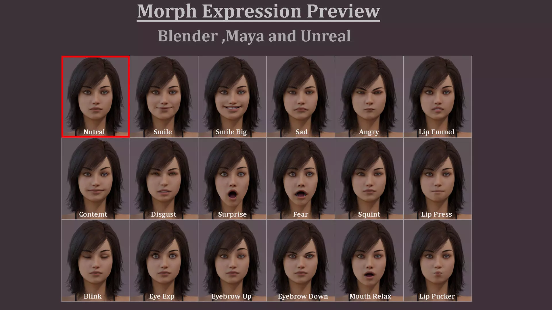 Female Base Full Rig Low-poly 3D model_15