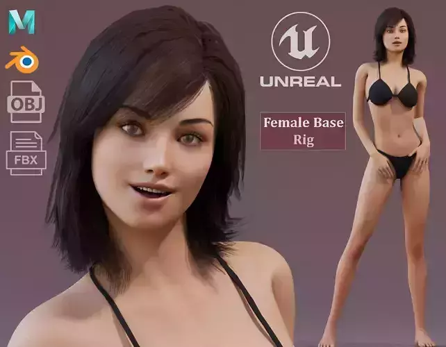 Female Base Full Rig Low-poly 3D model