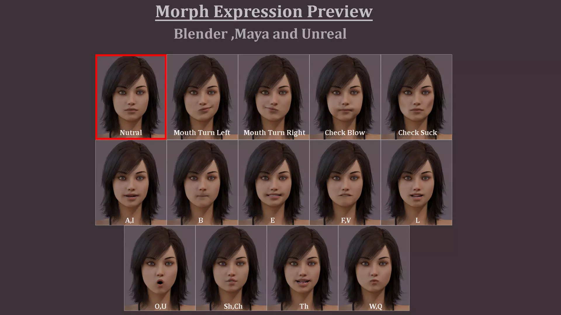 Female Base Full Rig Low-poly 3D model_16