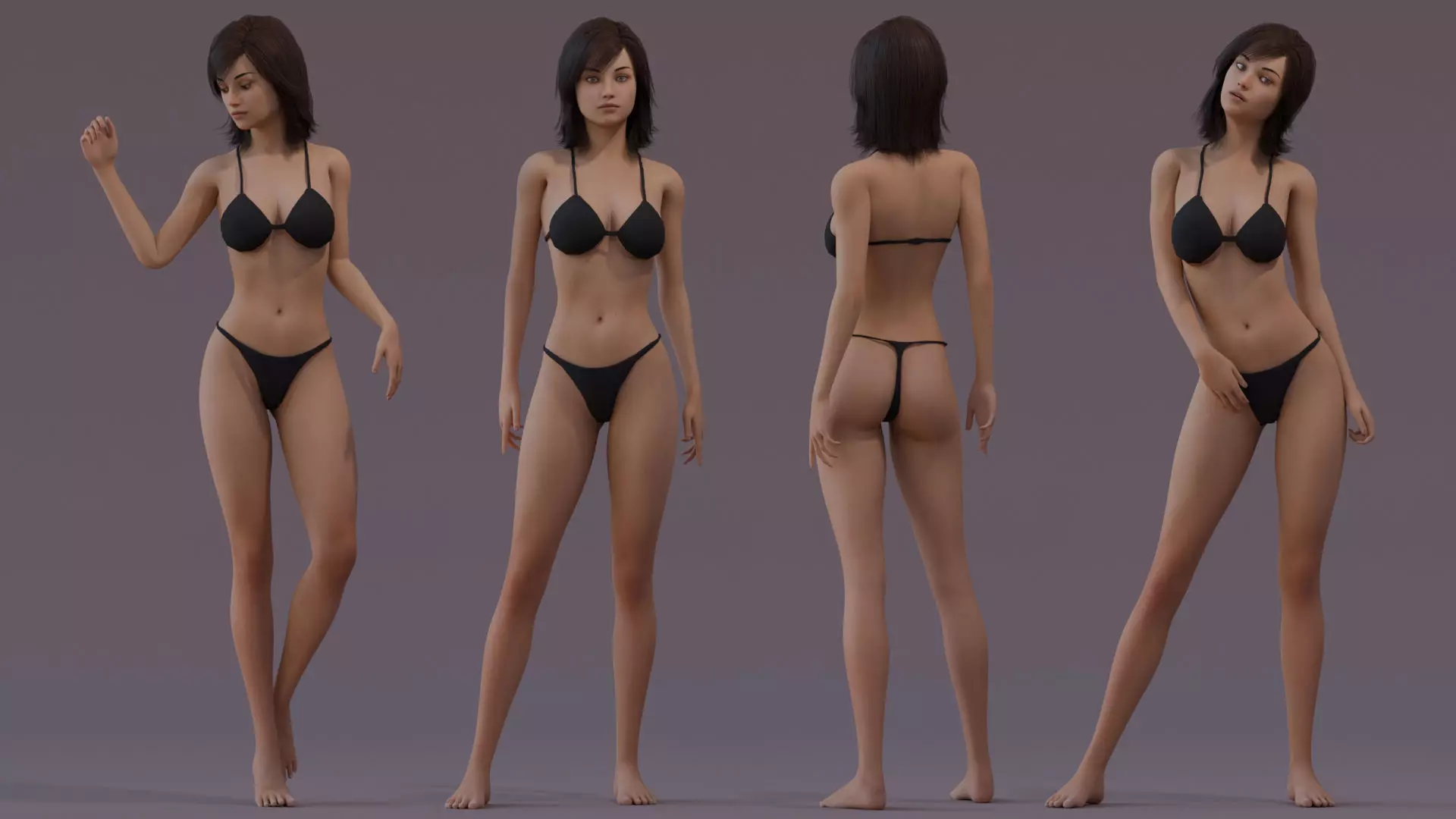 Female Base Full Rig Low-poly 3D model_5