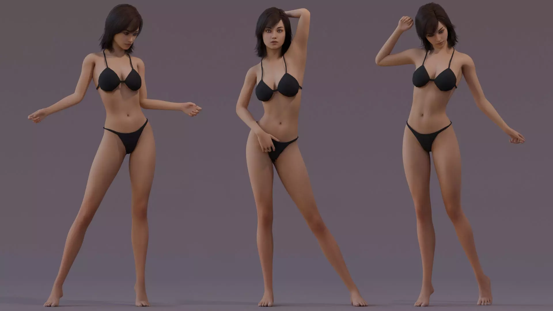 Female Base Full Rig Low-poly 3D model_6