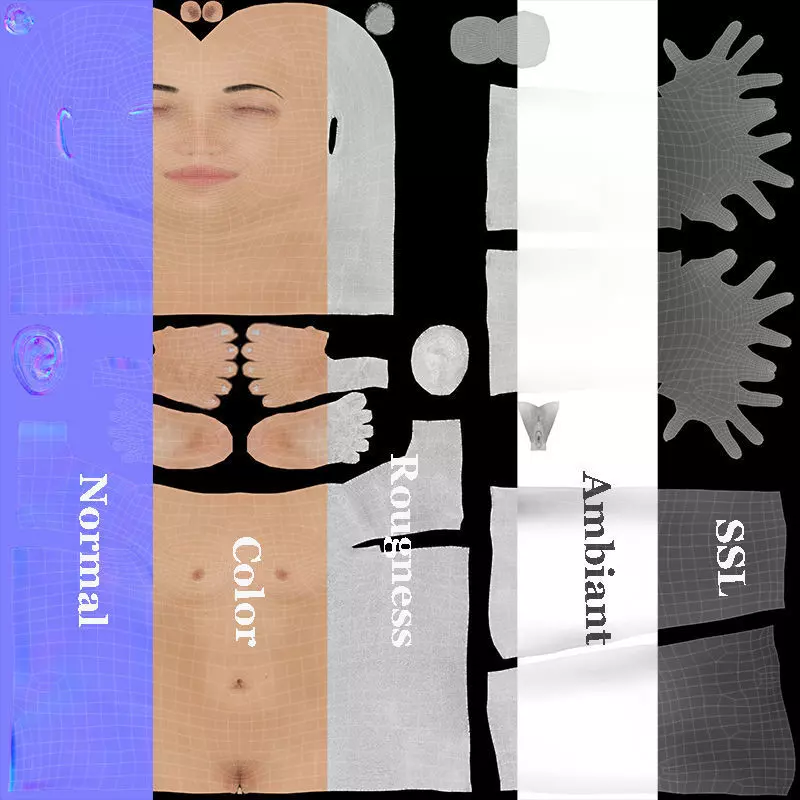 Female Base Full Rig Low-poly 3D model_34