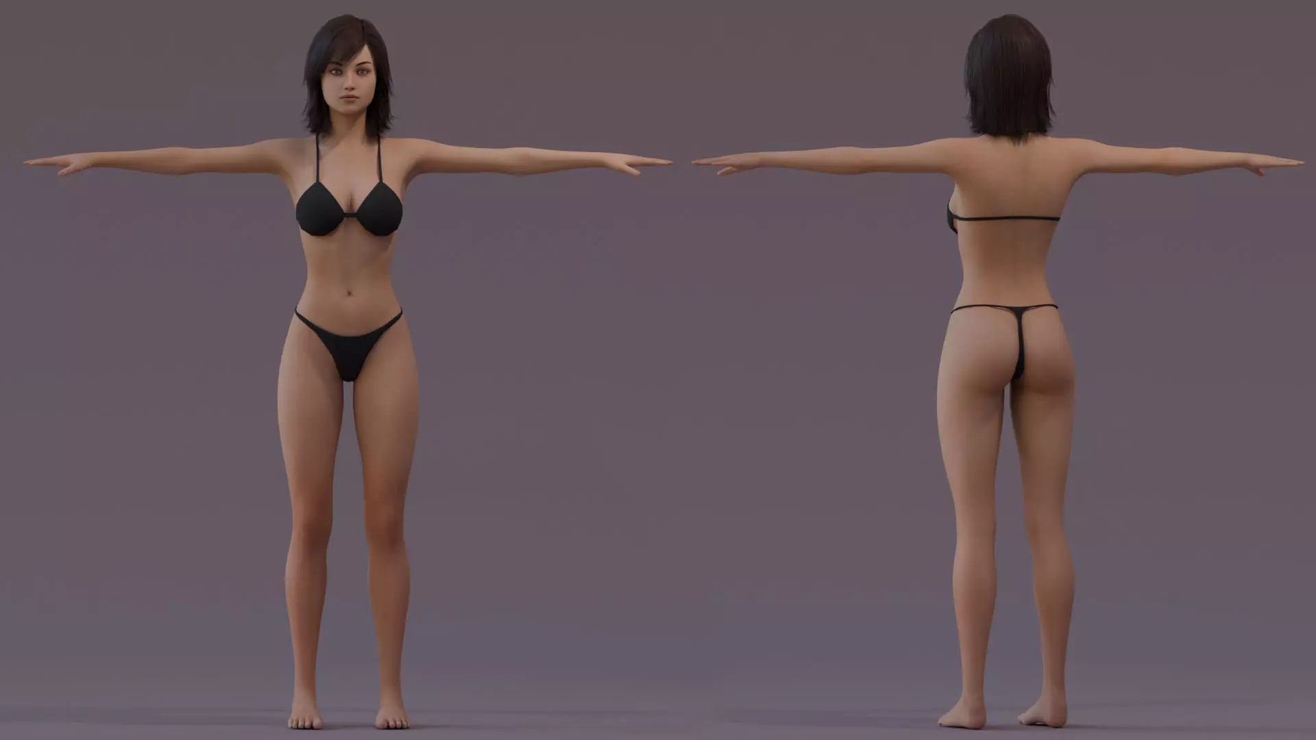 Female Base Full Rig Low-poly 3D model_10