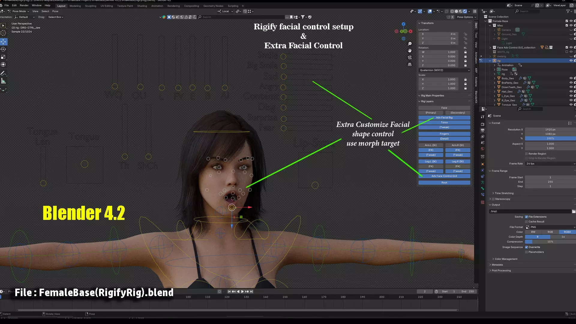 Female Base Full Rig Low-poly 3D model_29
