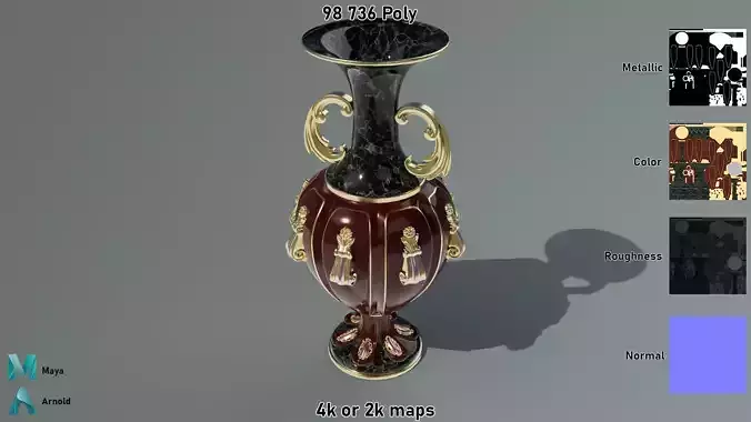 Vase Empire Handle Low-poly 3D model
