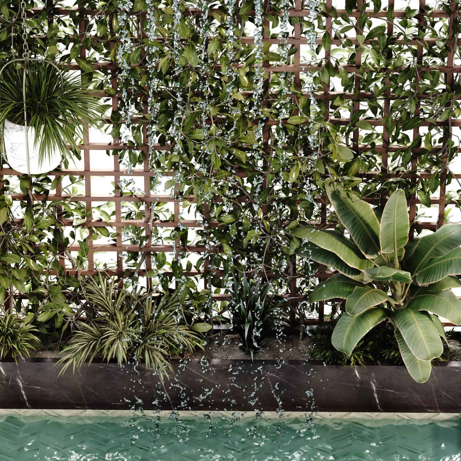 fitowall Landscape waterfall and plant set 649 3D model_4