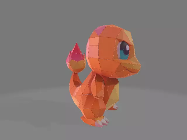 Low Poly Charmander Figurine 3D print model_1
