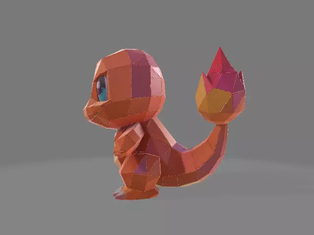 Low Poly Charmander Figurine 3D print model_3