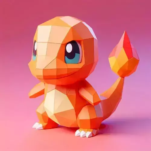Low Poly Charmander Figurine