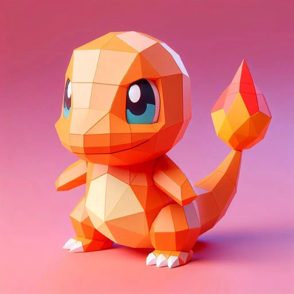 Low Poly Charmander Figurine 3D print model_0
